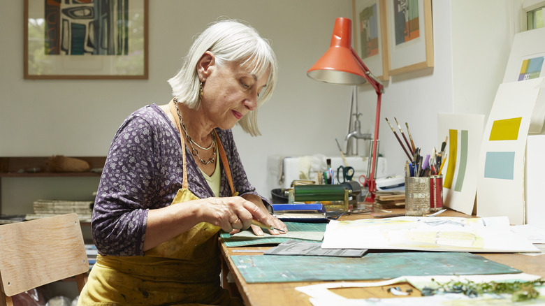 Woman doing a craft project