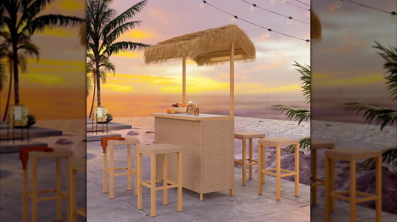 Grand patio's 5-piece set tan tiki bar