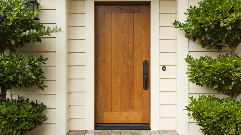 A plain wooden door