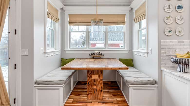 breakfast nook with wooden table