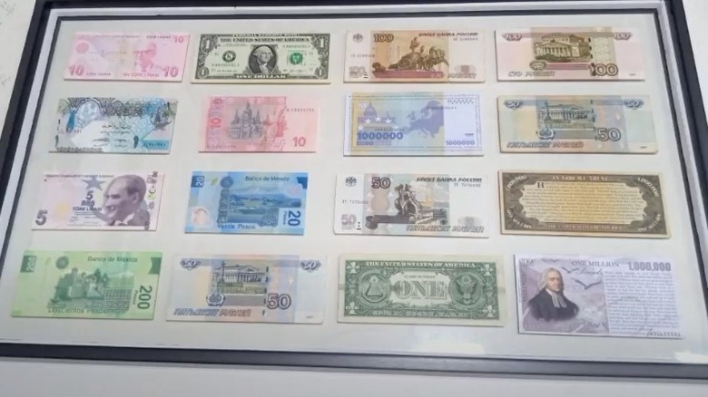 framed currency from different countries