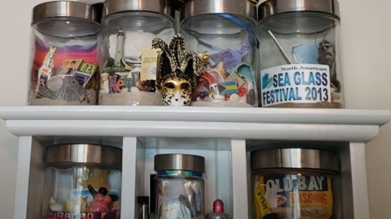 travel memory jars on shelf