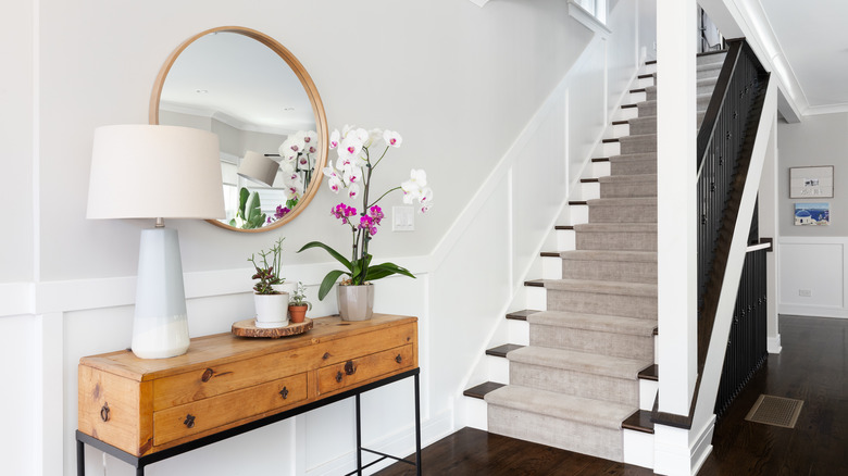 foyer with wood entry table