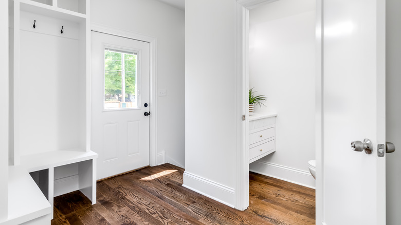 small and simple mudroom 