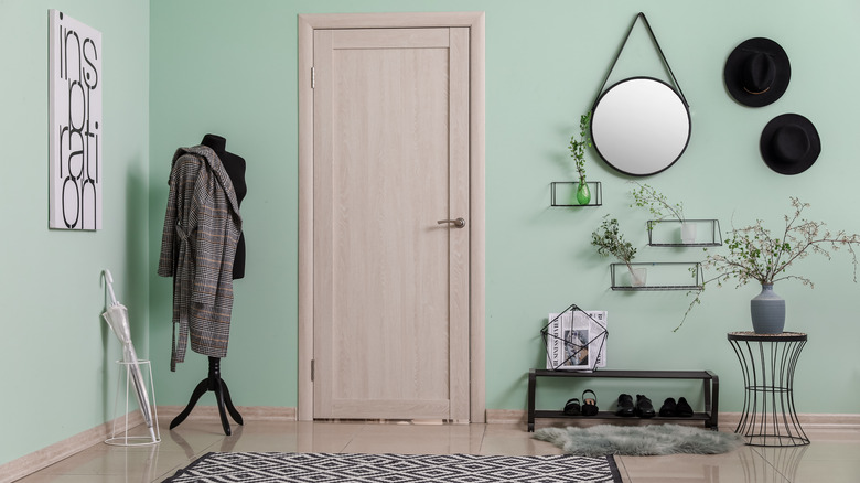 sage green foyer