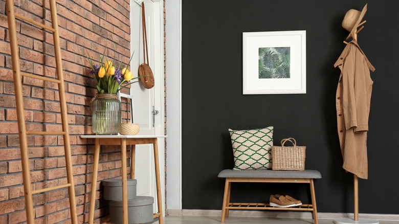 apartment with exposed brick walls