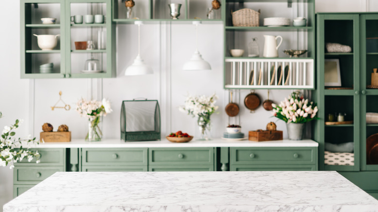 green kitchen cabinets