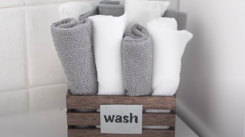 Hand towels in DIY basket