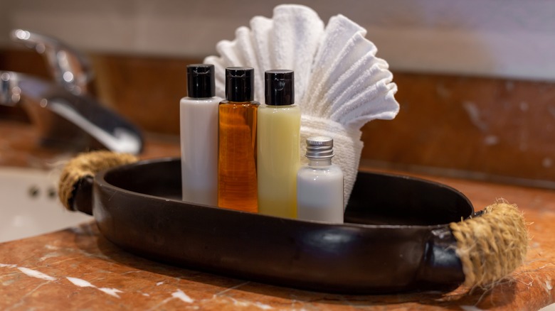 hotel bathroom soaps and shampoo