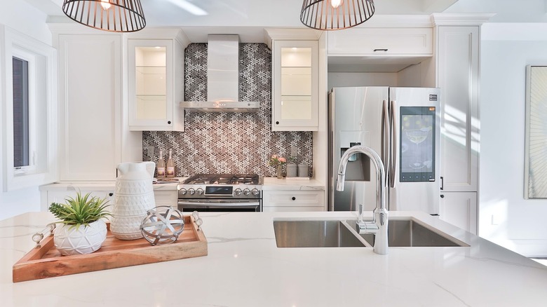 organized kitchen island and counters