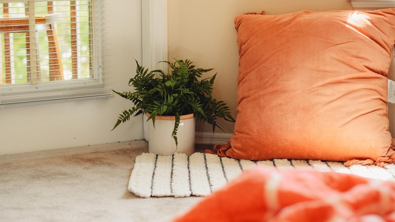 orange and neutral tones in home