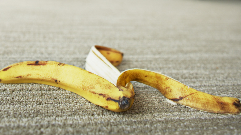 Banana peel on carpet
