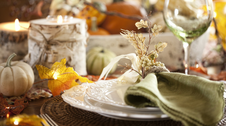 Fall centerpiece on dining table