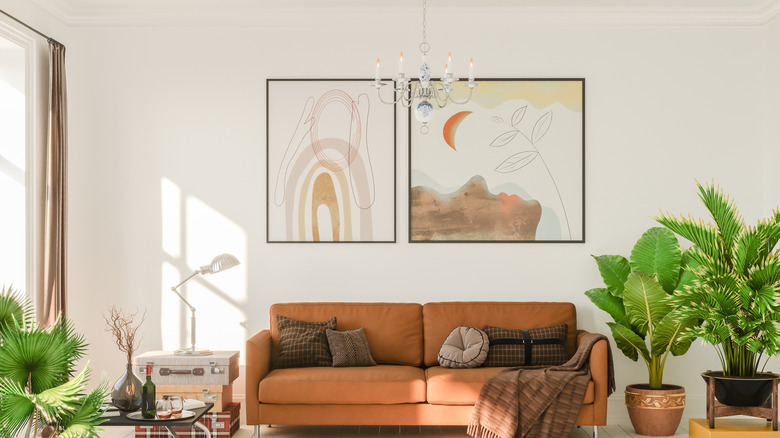 Large format artwork in living room