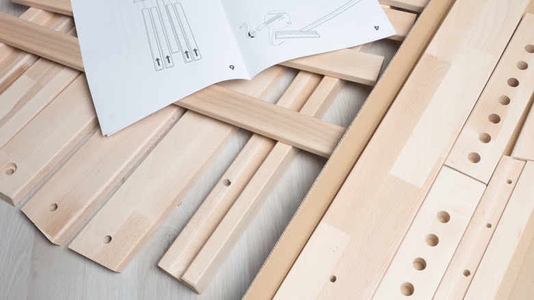 ikea directions and wooden beams 