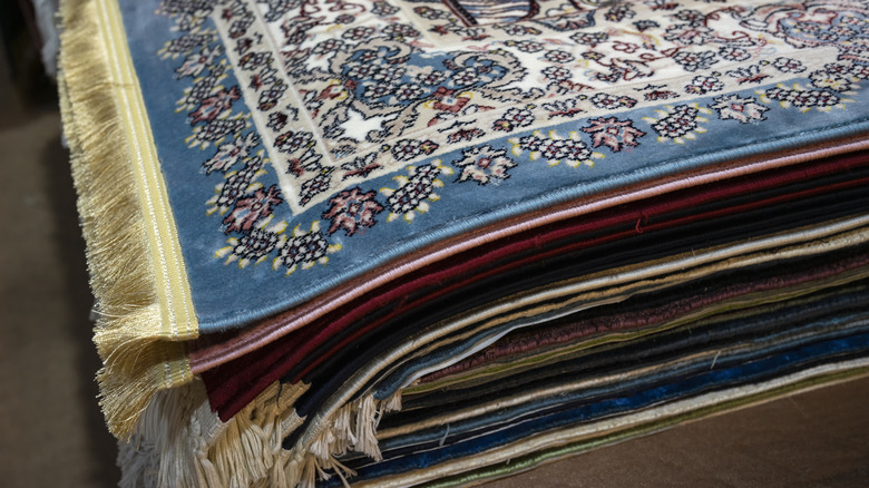 stack of rugs