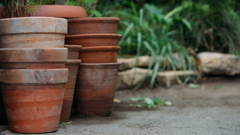 Stack of terracotta pots