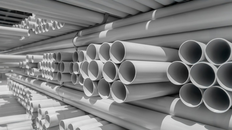 Stacks of PVC pipes