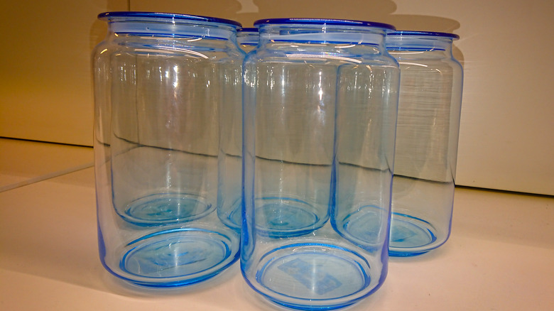Glass jars on shelf