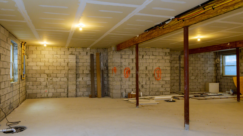 unfinished basement