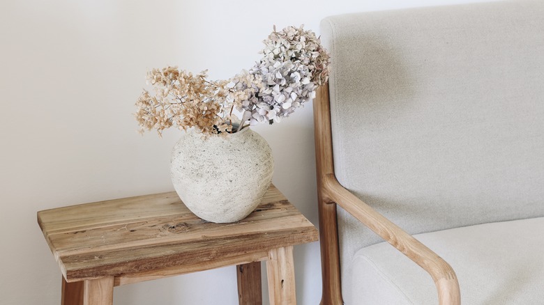 ceramic vase with dried flowers