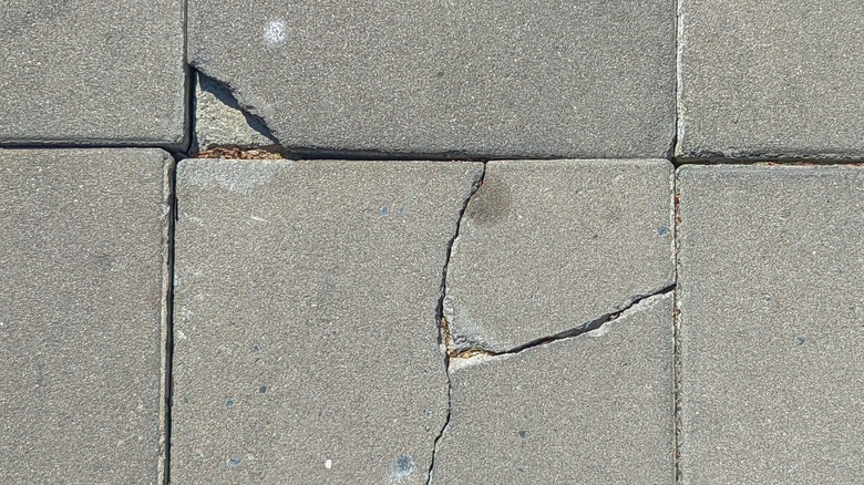 cracked concrete paver