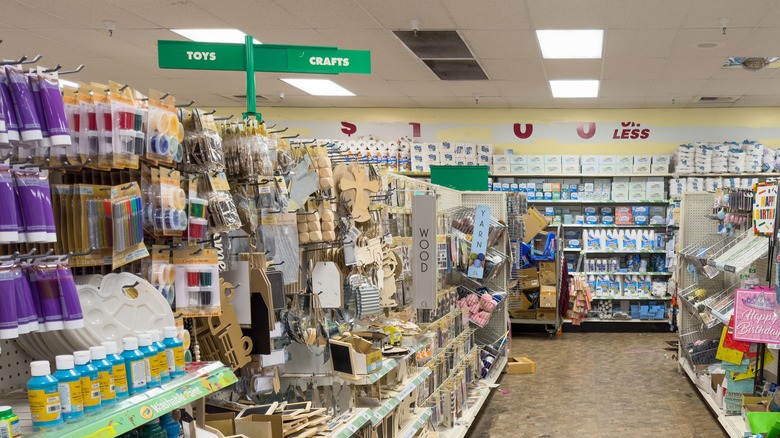 craft aisle at Dollar Tree