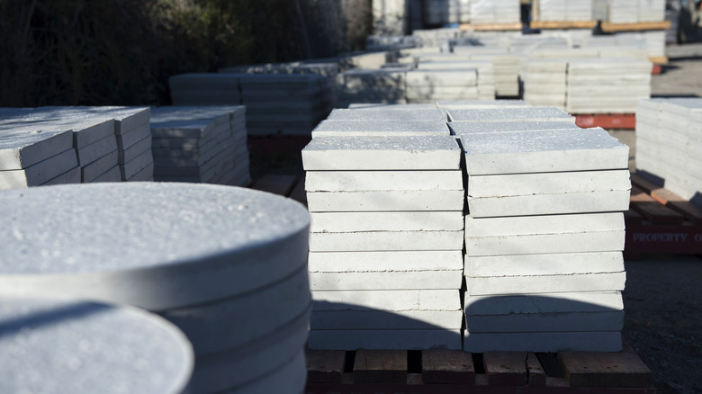 yard full of cement pavers