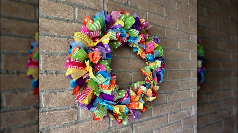 colorful leftover ribbon wreath