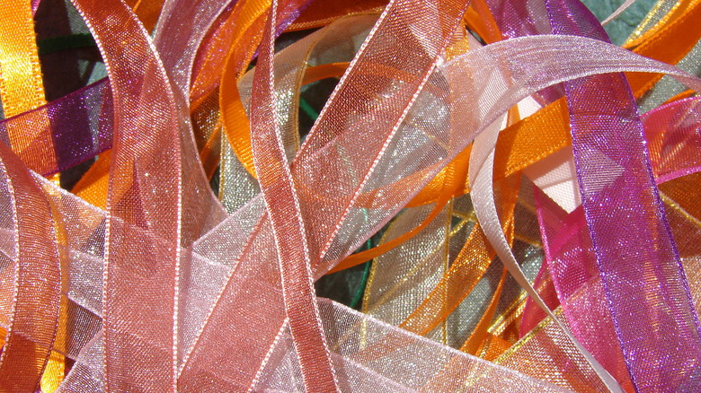close up pieces of ribbon