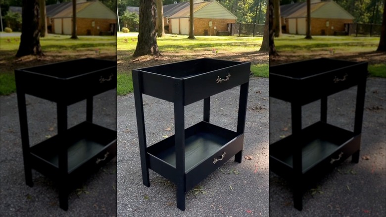 Black dresser drawer storage table