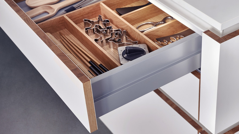 opened kitchen drawer