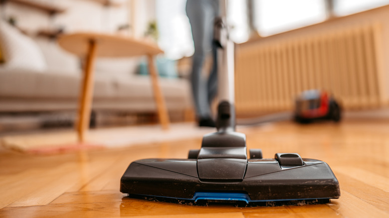 Vacuum mop on wood floors