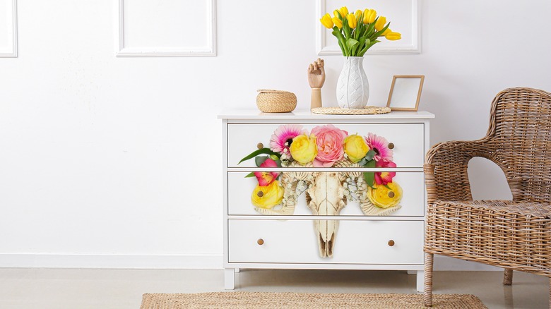 floral decoupaged dresser