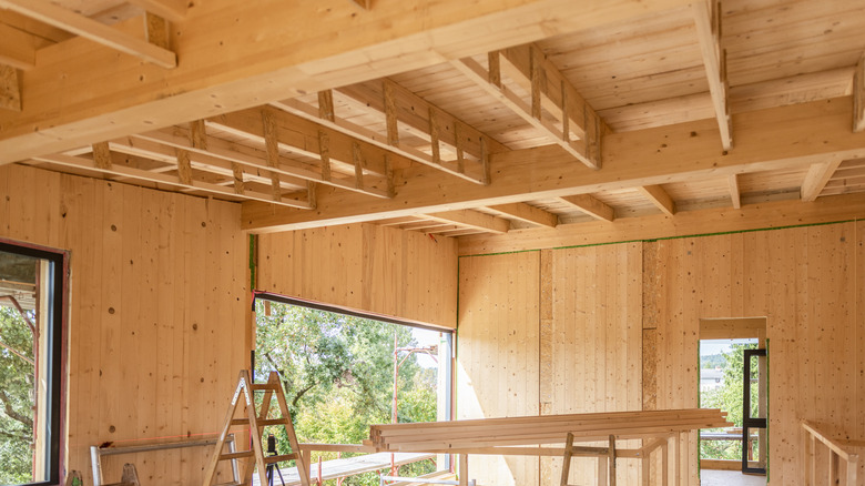 Plywood ceiling