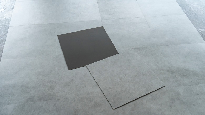 gray PVC tiles