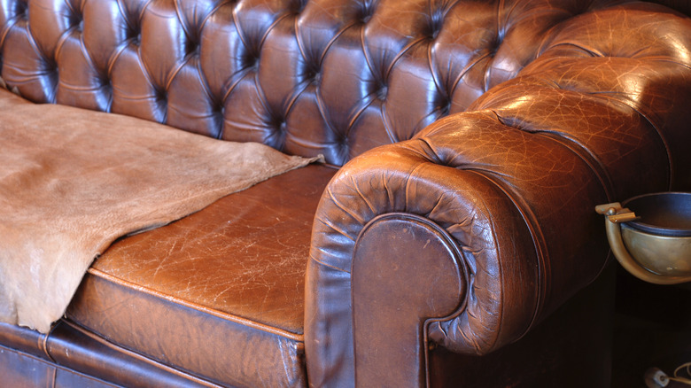 Vintage leather chesterfield sofa