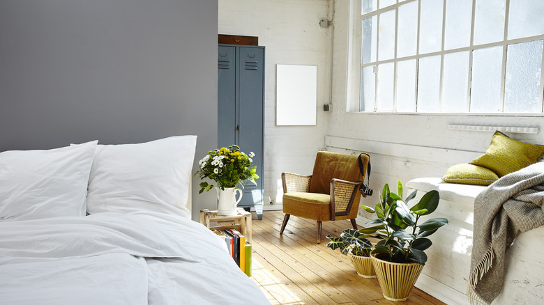 metal lockers in bedroom