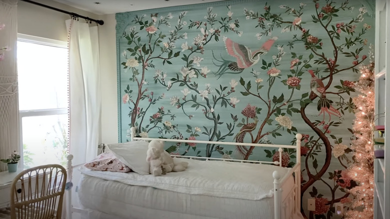 kids' bedroom with decorative wallpaper