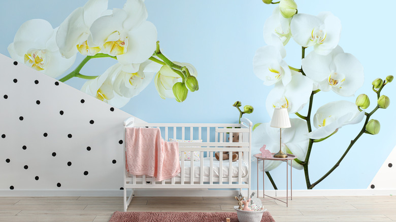 Nursery floral orchid wall mural