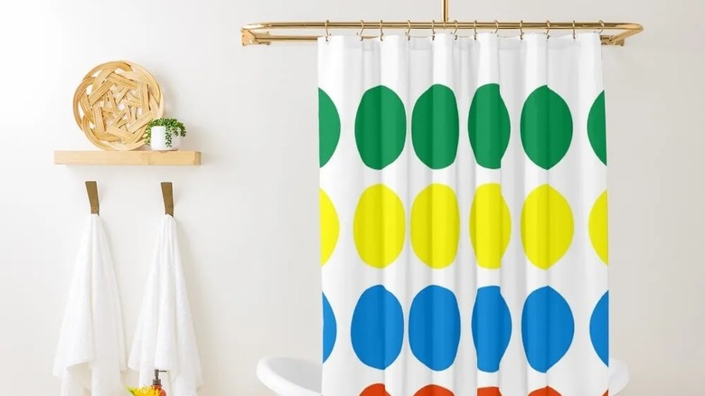 Twister mat shower curtain 