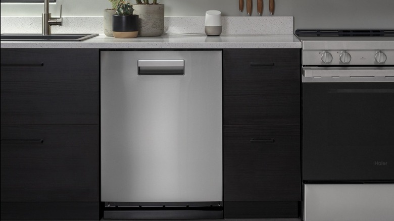 Gray dishwasher in a modern kitchen