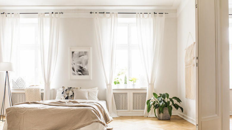 Sheer curtains in bedroom