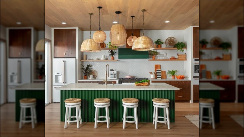 Kitchen with fluted island