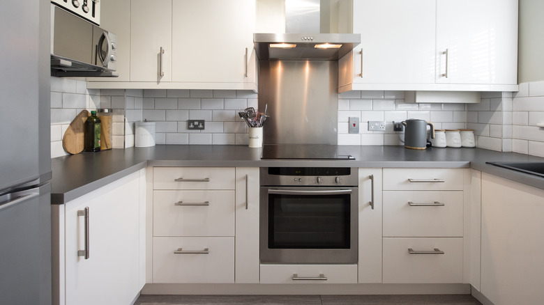 Small white and silver kitchen