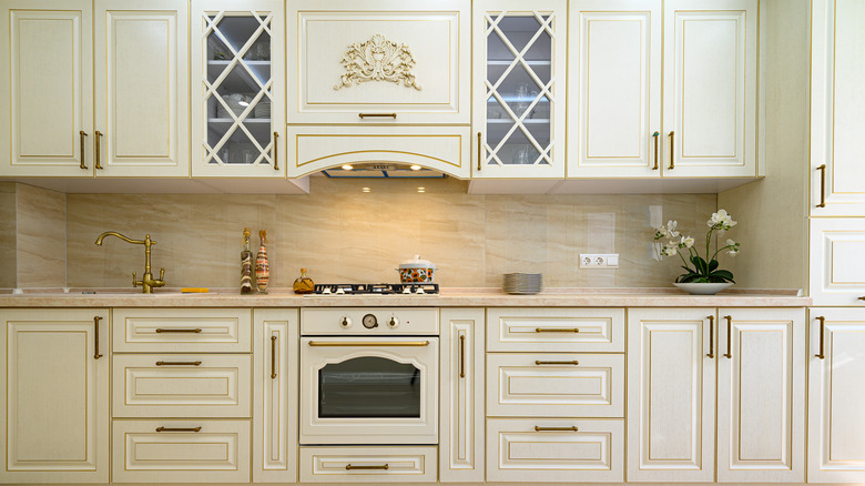 beige kitchen cabinets