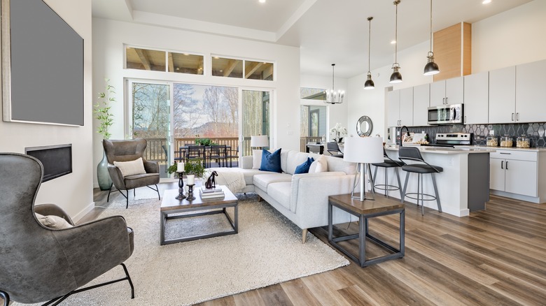 spacious open concept living room