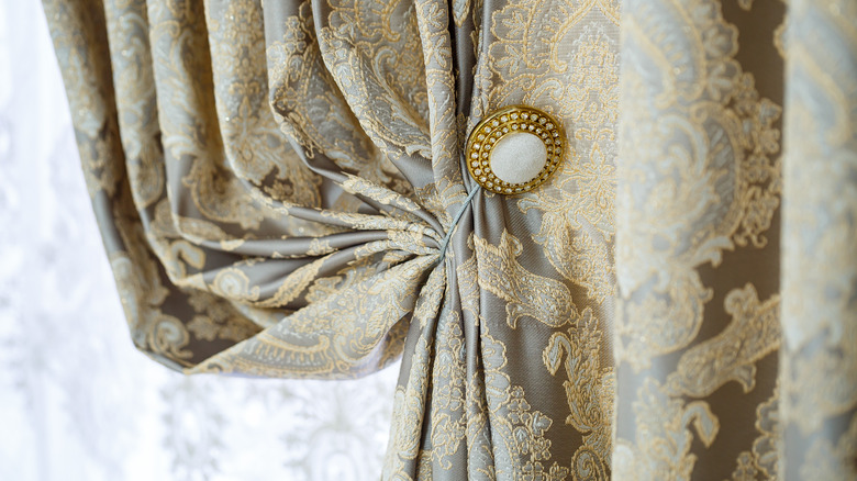 Curtain tieback damask curtains