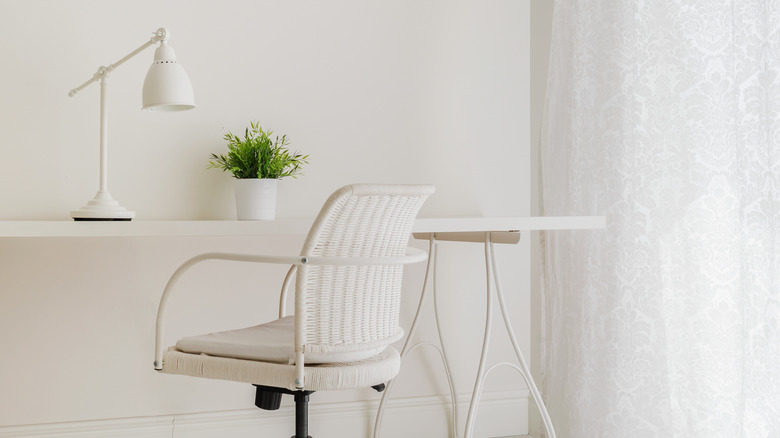White work desk and chair