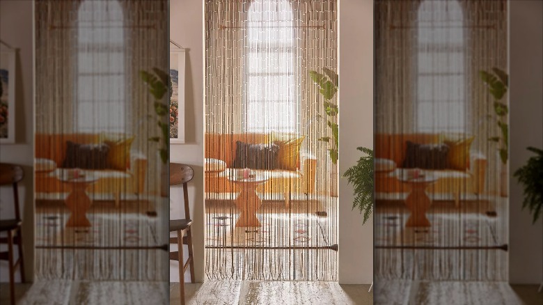 Decorative curtain in doorway